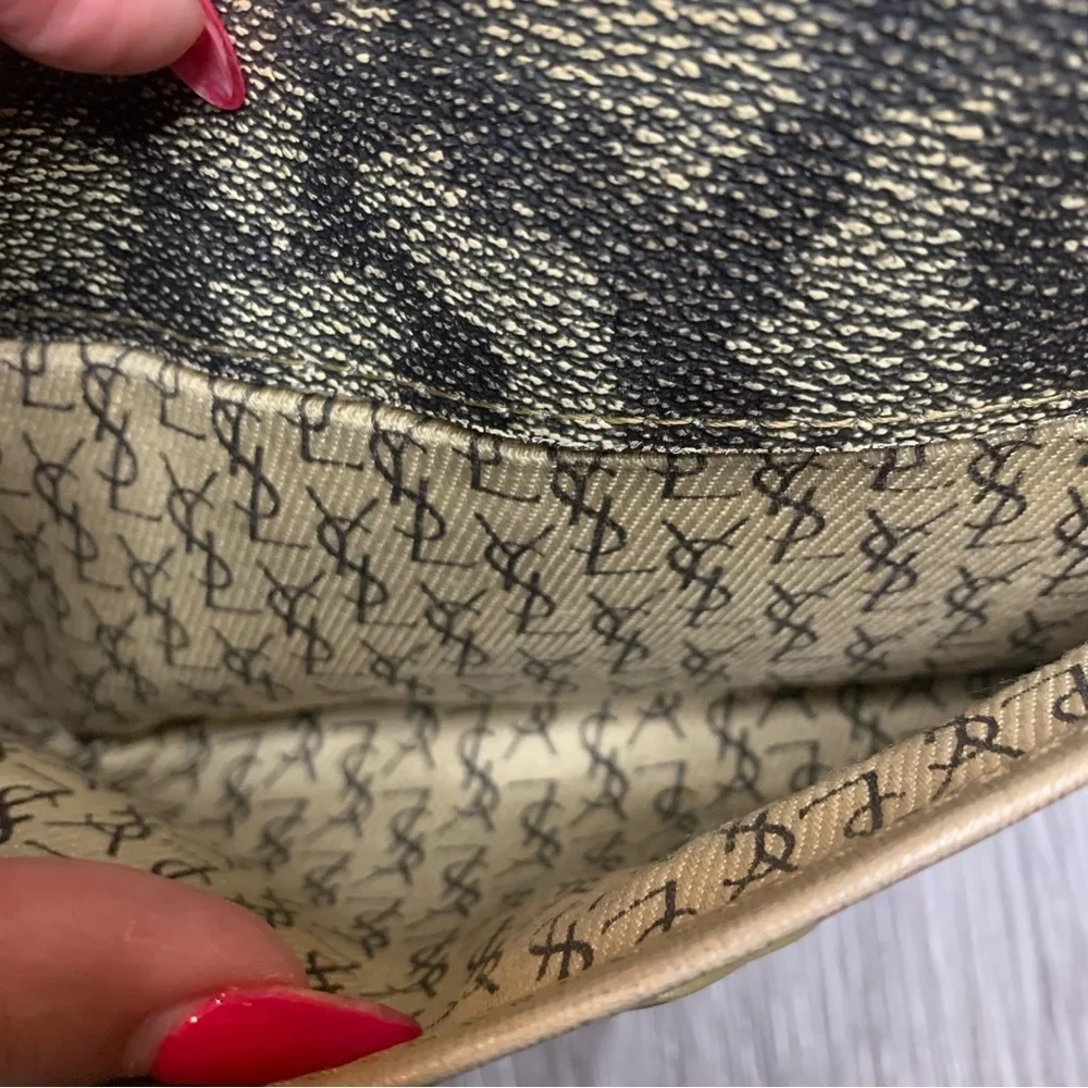 Vintage YSL giraffe embossed shoulder bag brown tan